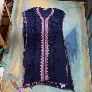 Skemo Navy Embroidered Women's coverup dress size medium